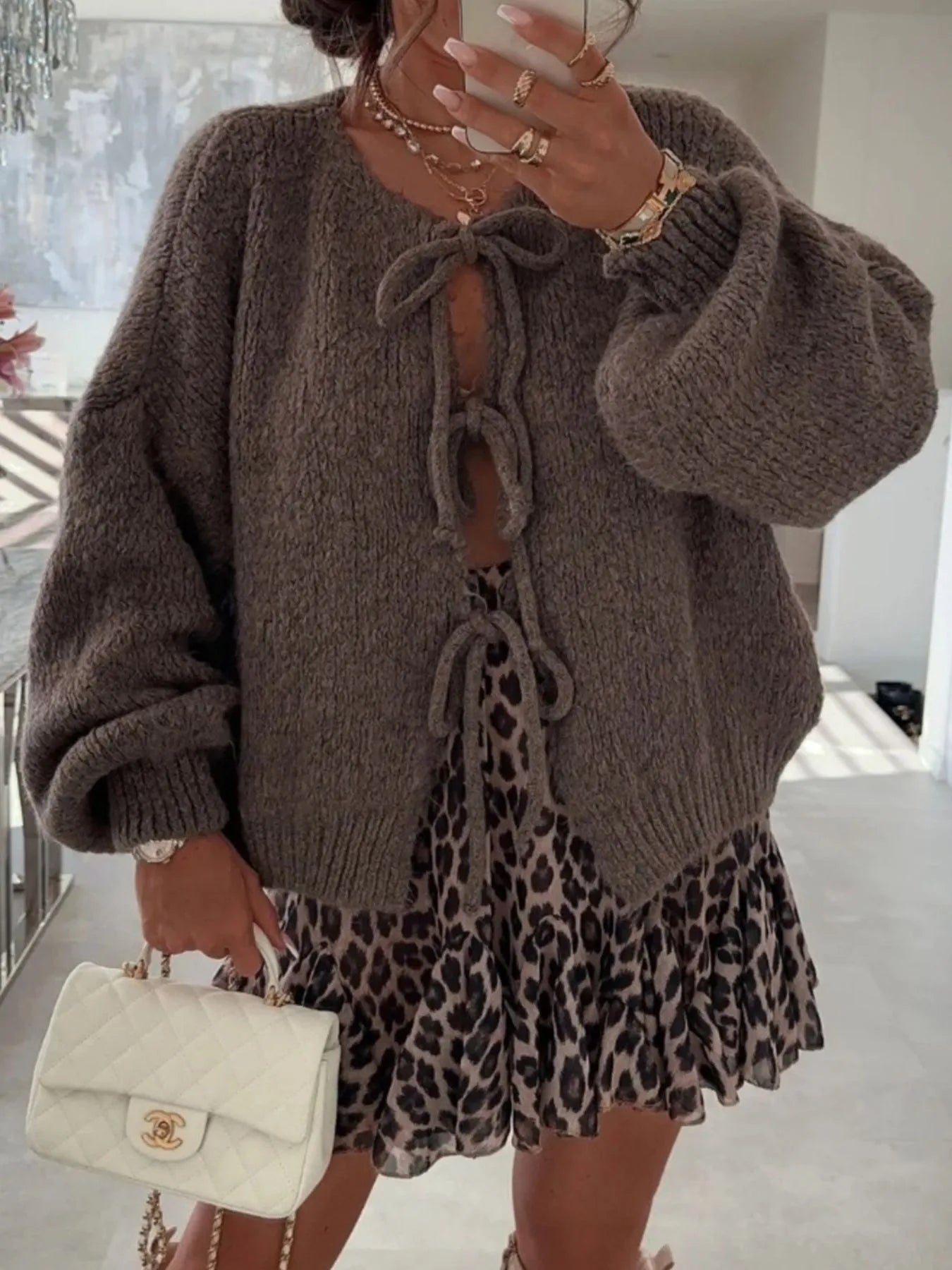 Cozy Bow-Tie Front Knit Cardigan | Necessary Clothing