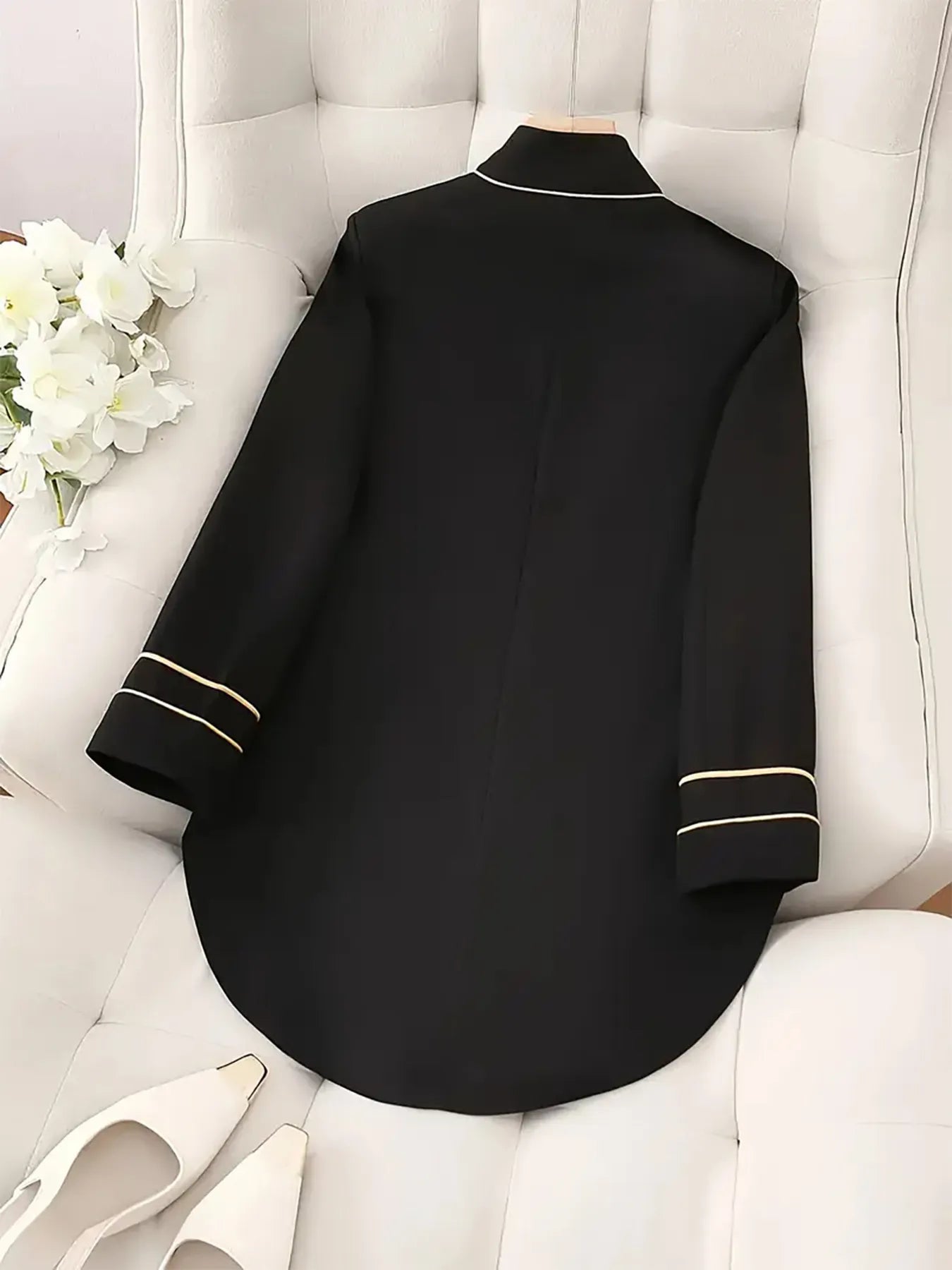 Decorative Button Hight-Low Blazer with Cuff Trim | Necessary Clothing