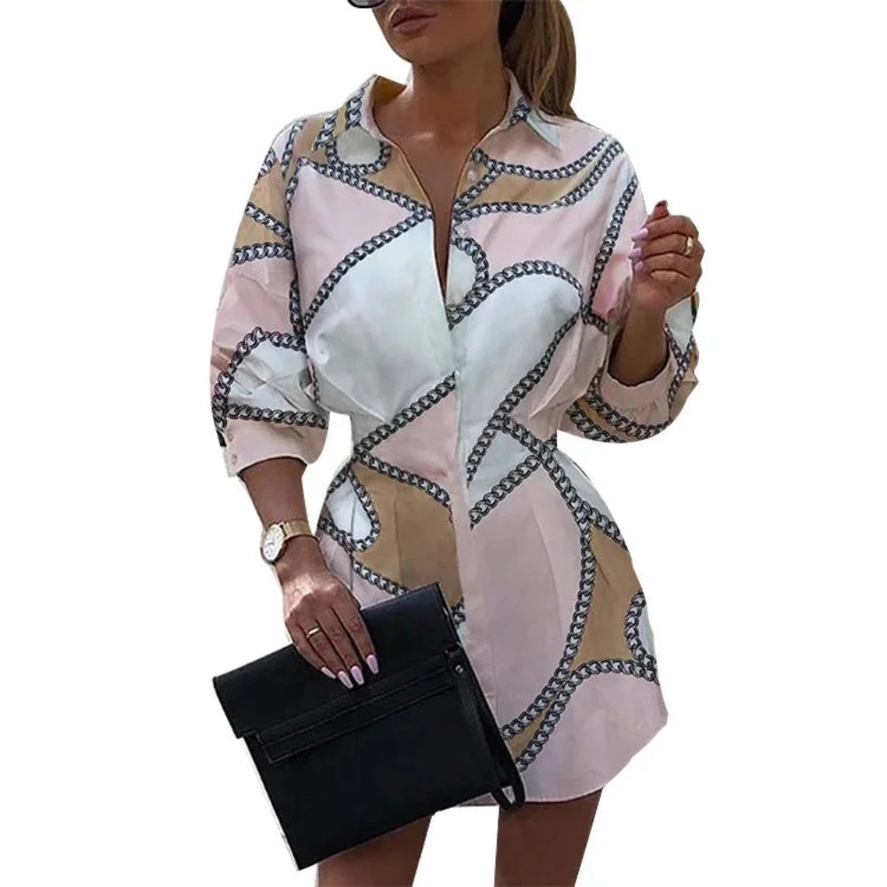 Long Sleeve Deep V Shirt Dress - Necessary Clothing Store