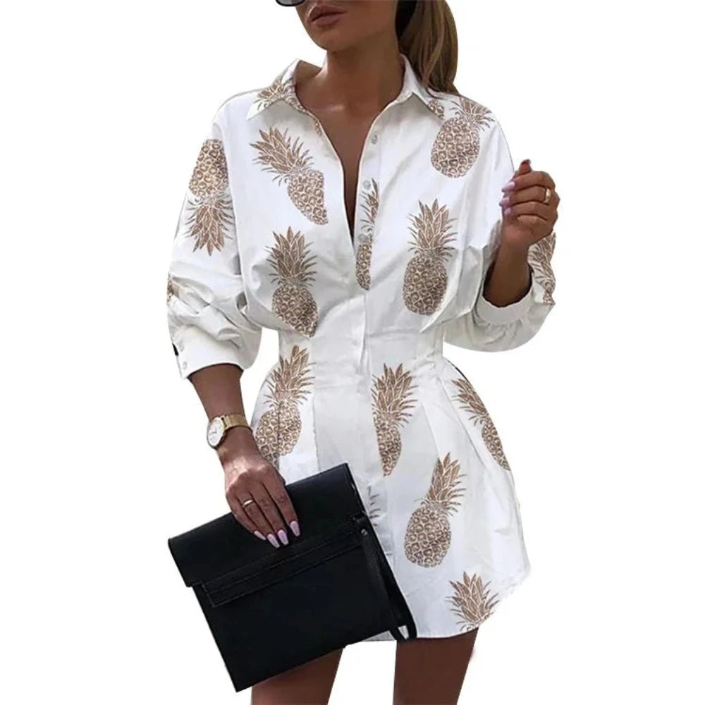 Long Sleeve Deep V Shirt Dress - Necessary Clothing Store