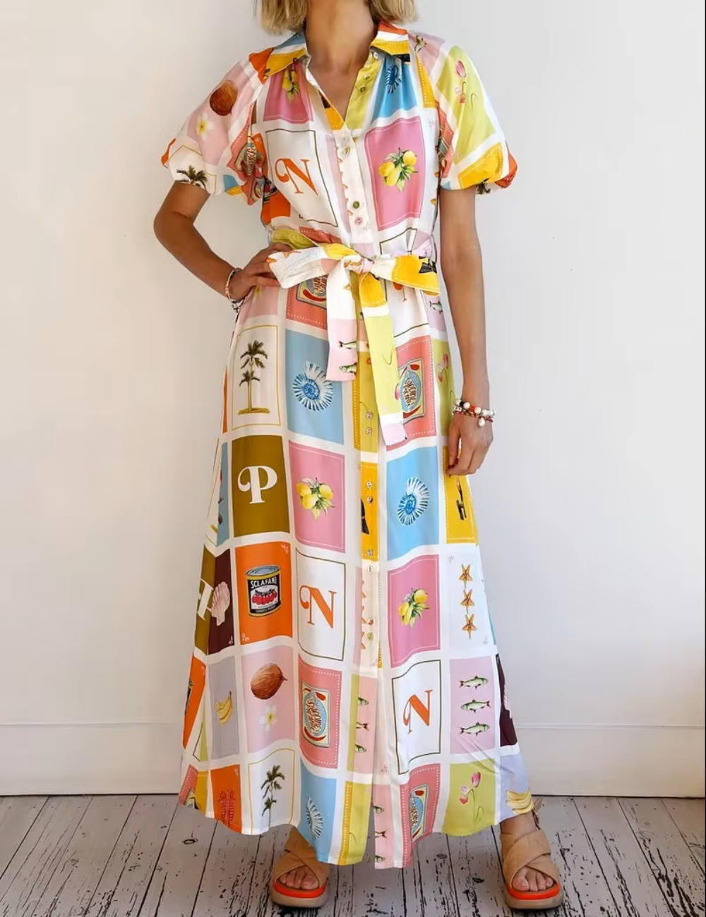 Printed Short Sleeve Dress | Necessary Clothing