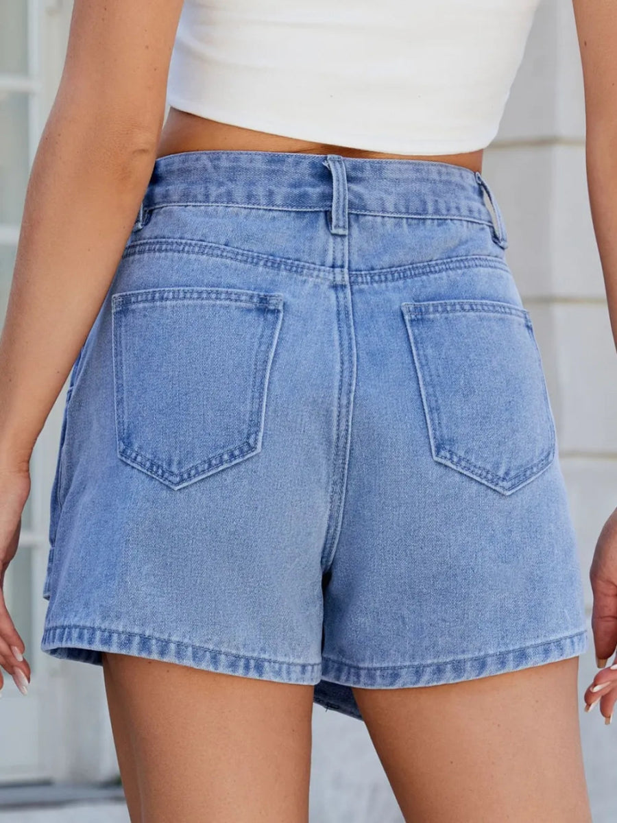Asymmetrical Denim Skort with Pockets - Necessary Clothing