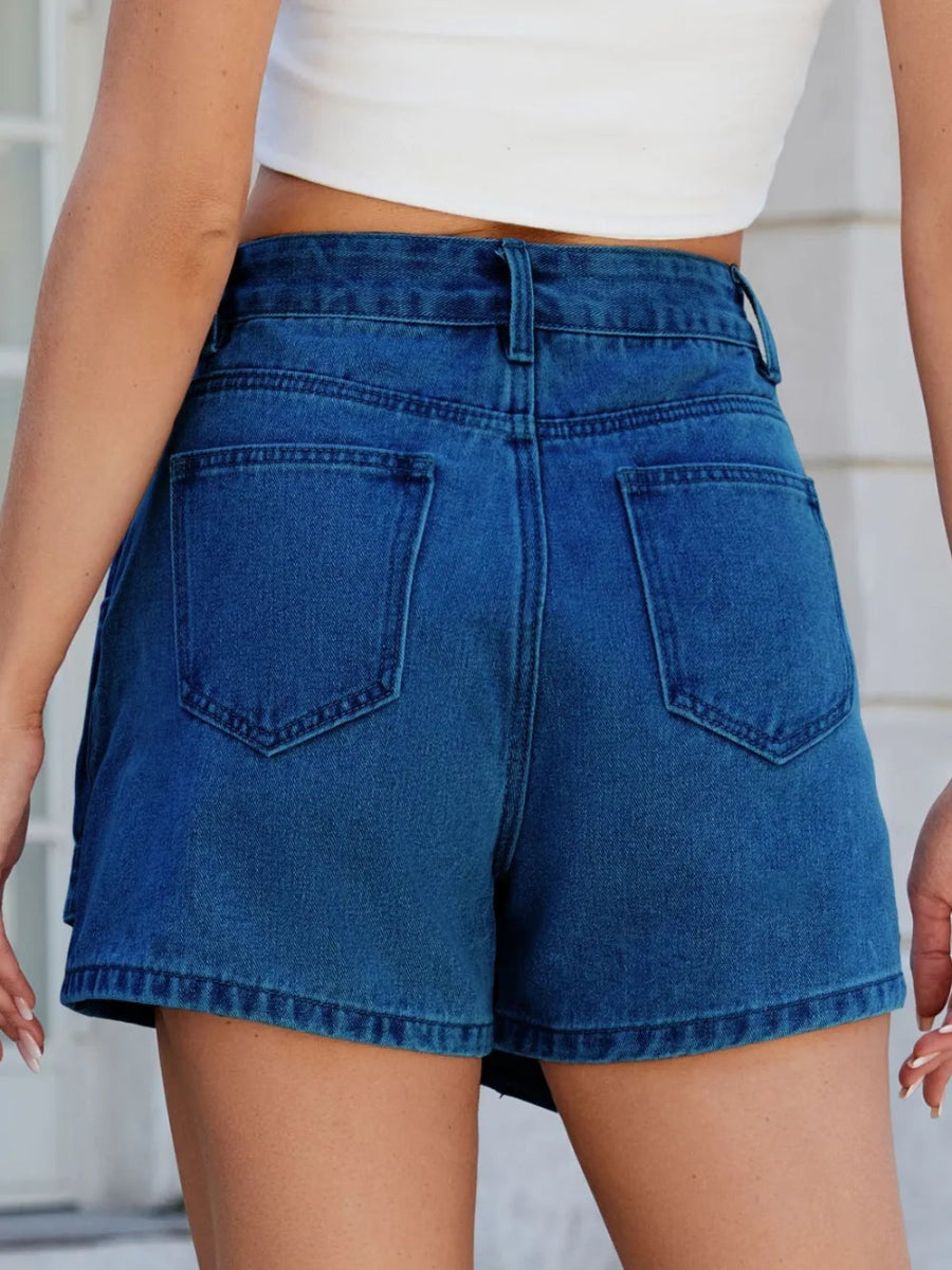 Asymmetrical Denim Skort with Pockets - Necessary Clothing