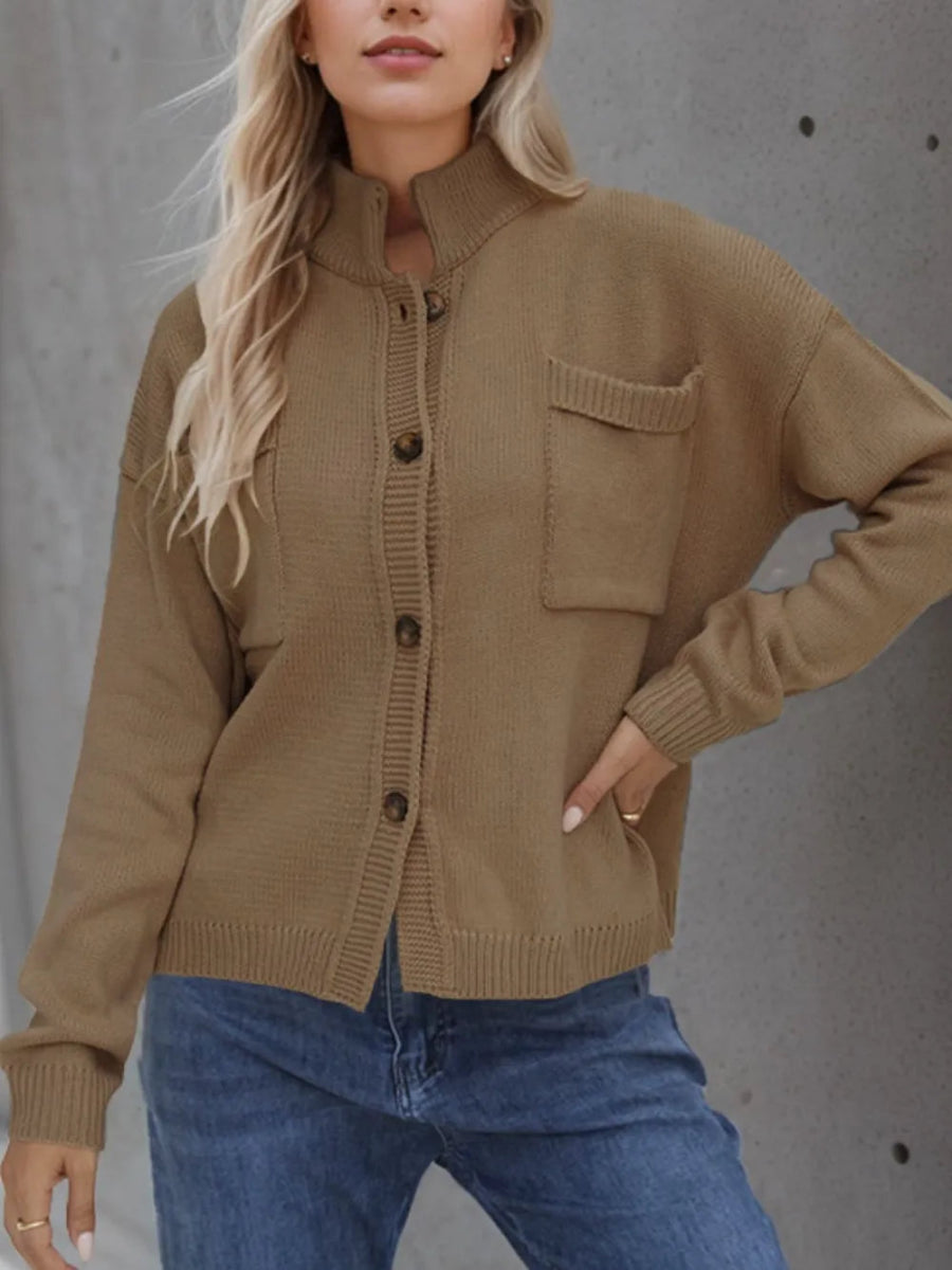 Button Up Long Sleeve Cardigan - Necessary Clothing