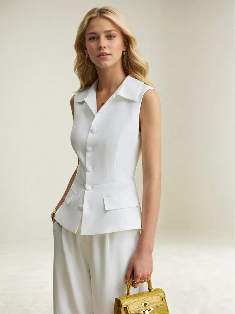 Button Up Vest and Pants Suit Set - Necessary Clothing