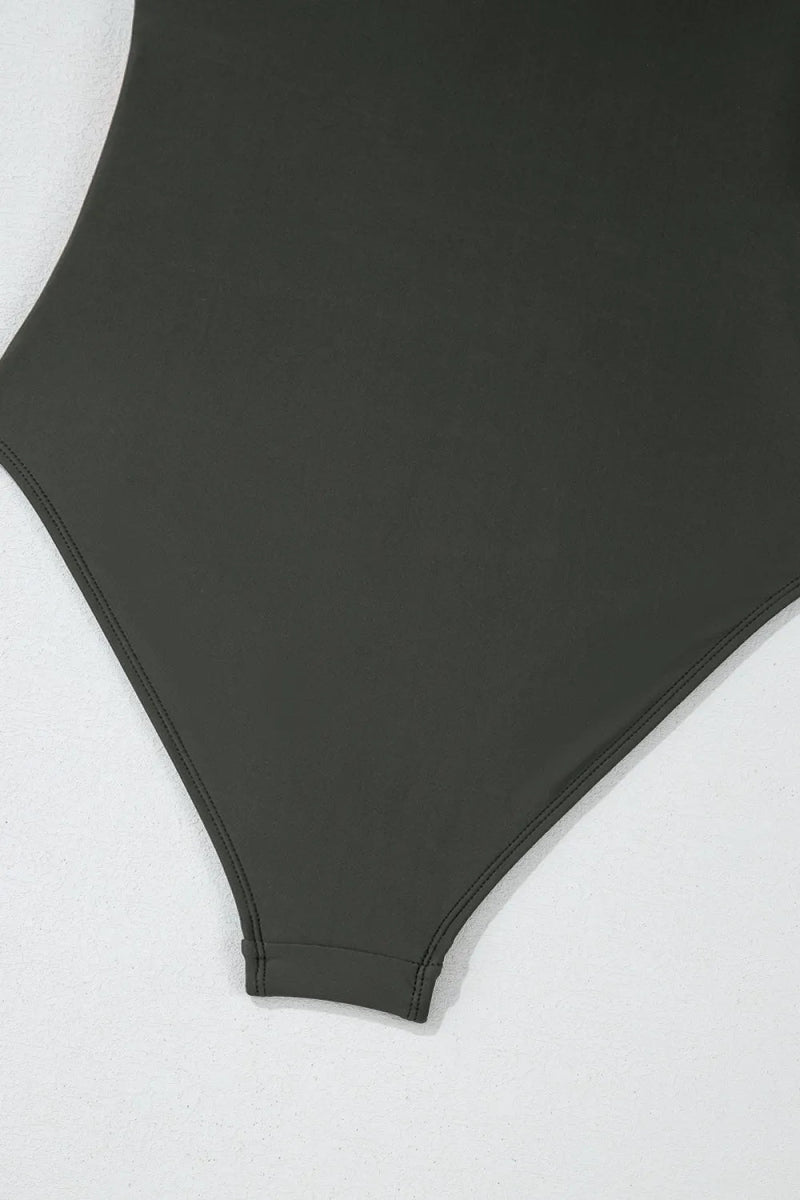 Color Block Padded Square Neck One Piece Swimsuit - Necessary Clothing