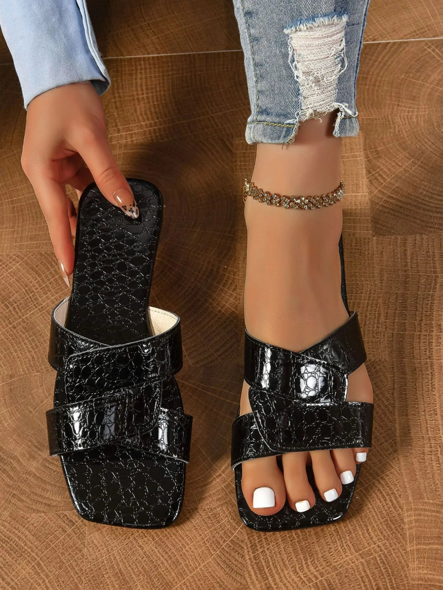 Cutout Open Toe Flats Slippers - Necessary Clothing