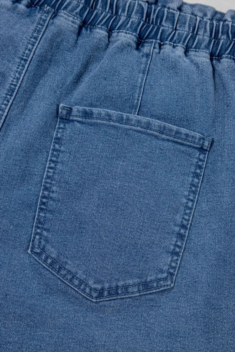Drawstring High Waist Denim Shorts with Pockets - Necessary Clothing