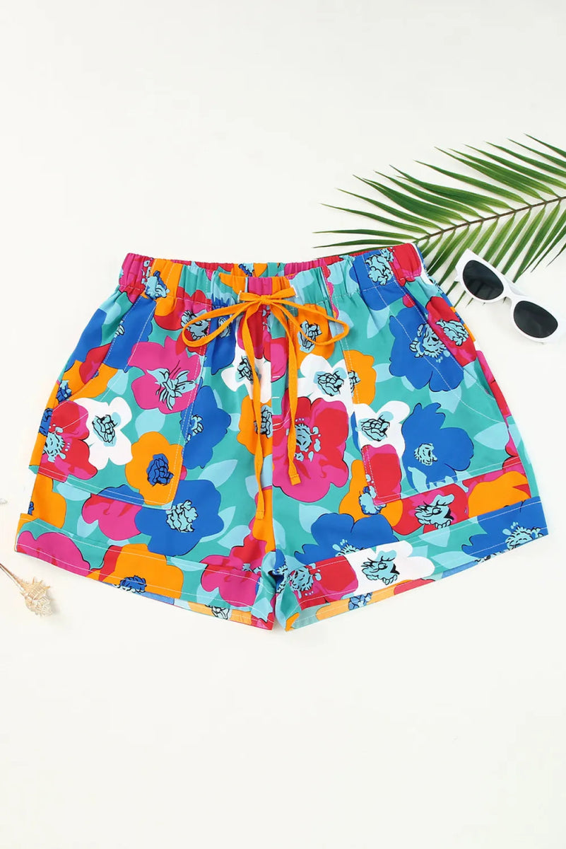 Drawstring Printed High Waist Shorts - Necessary Clothing