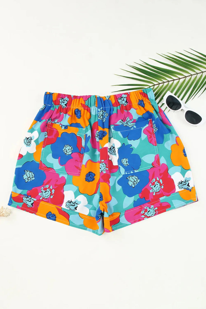 Drawstring Printed High Waist Shorts - Necessary Clothing