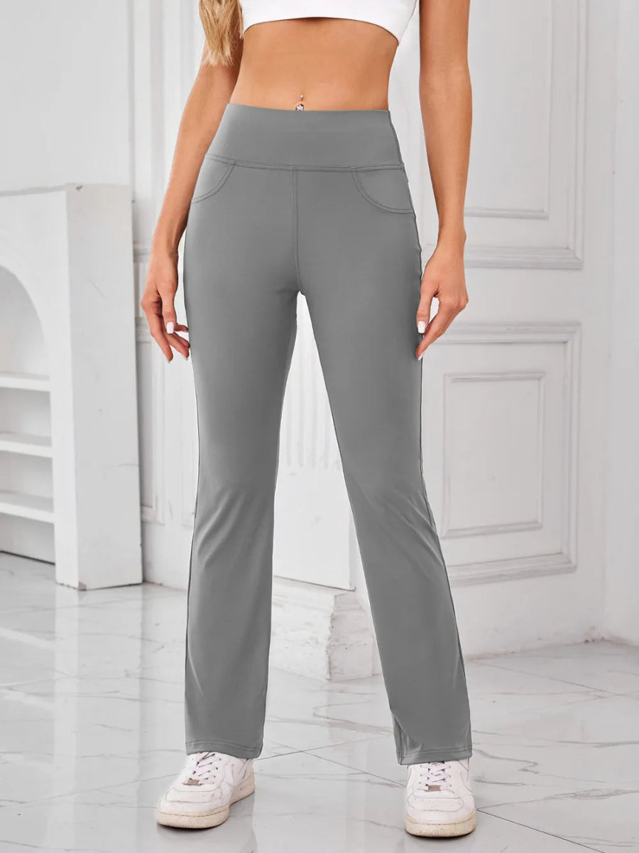 High Waist Active Pants with Pockets - Necessary Clothing