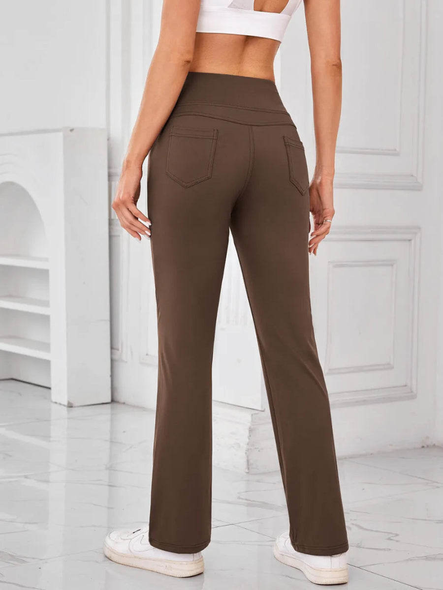 High Waist Active Pants with Pockets - Necessary Clothing
