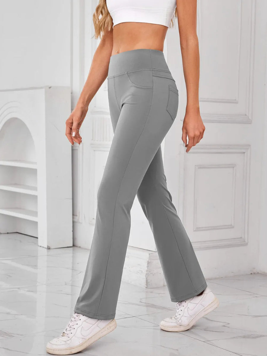 High Waist Active Pants with Pockets - Necessary Clothing