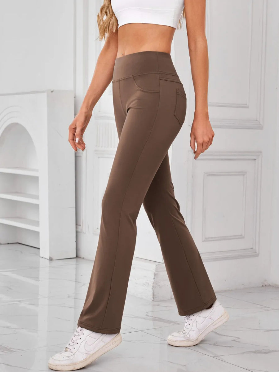 High Waist Active Pants with Pockets - Necessary Clothing