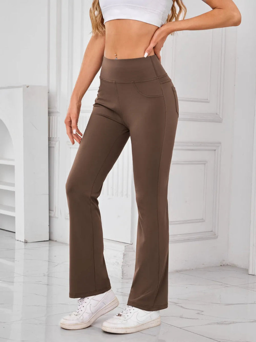 High Waist Active Pants with Pockets - Necessary Clothing
