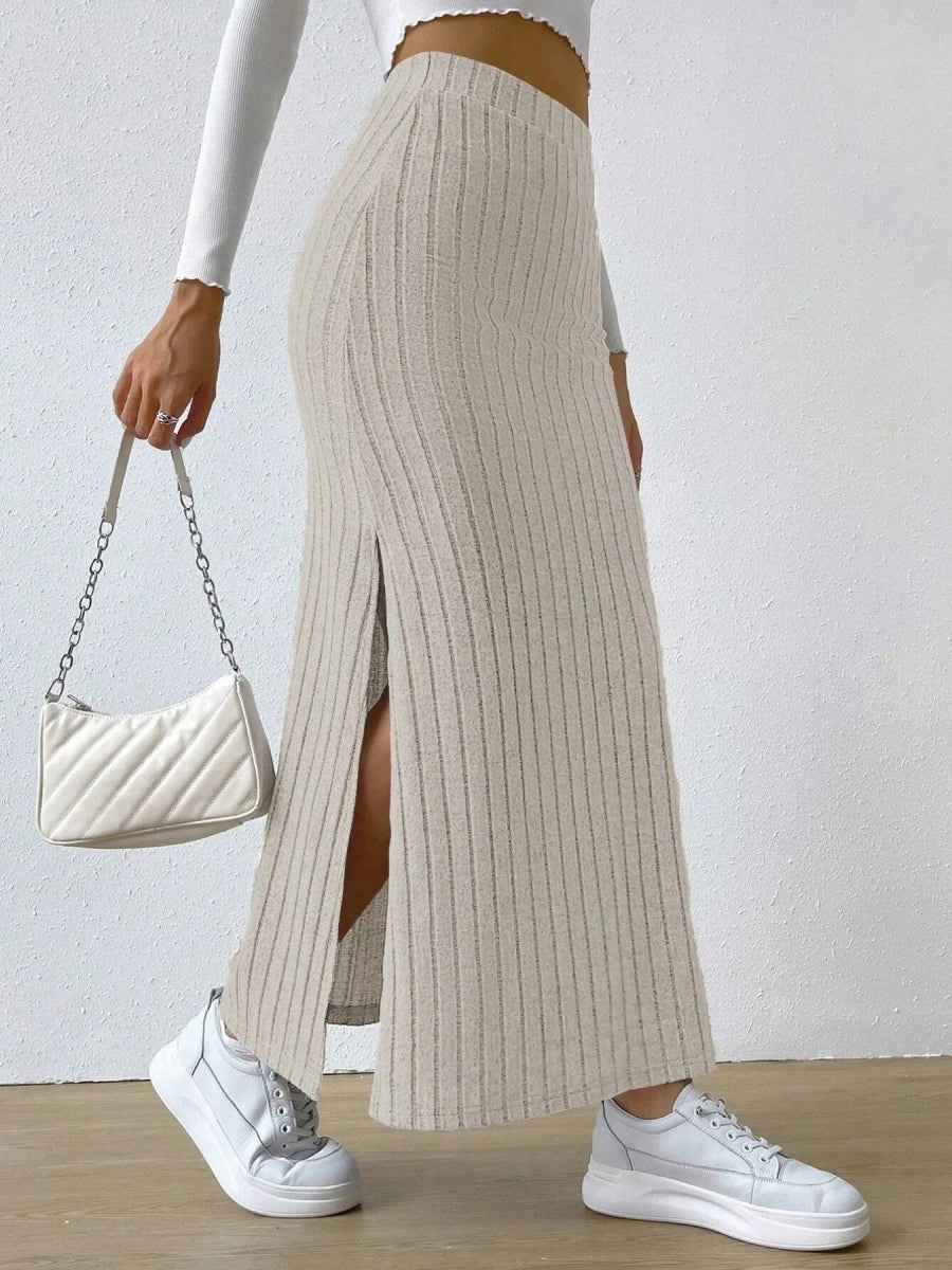 High Waist Ribbed Knit Maxi Skirt - Necessary Clothing