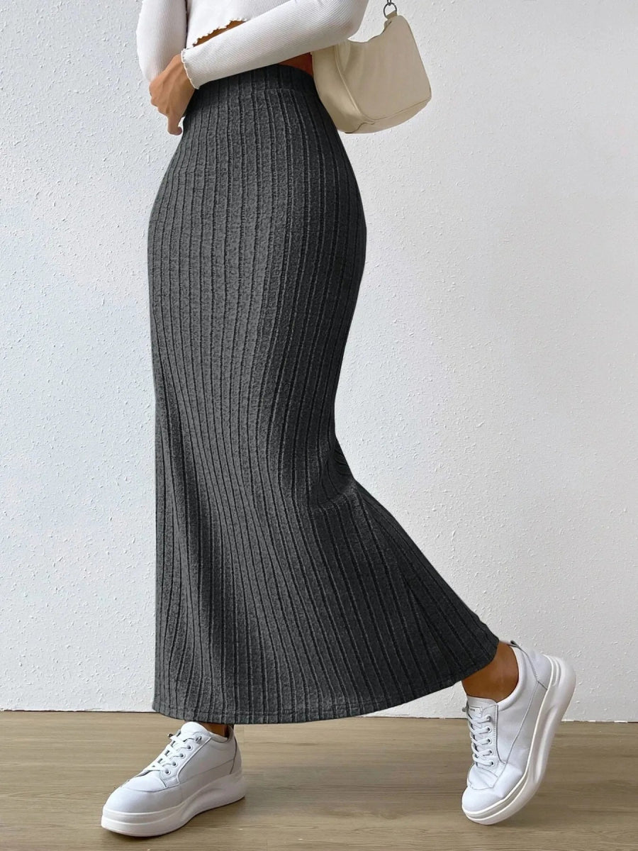 High Waist Ribbed Knit Maxi Skirt - Necessary Clothing