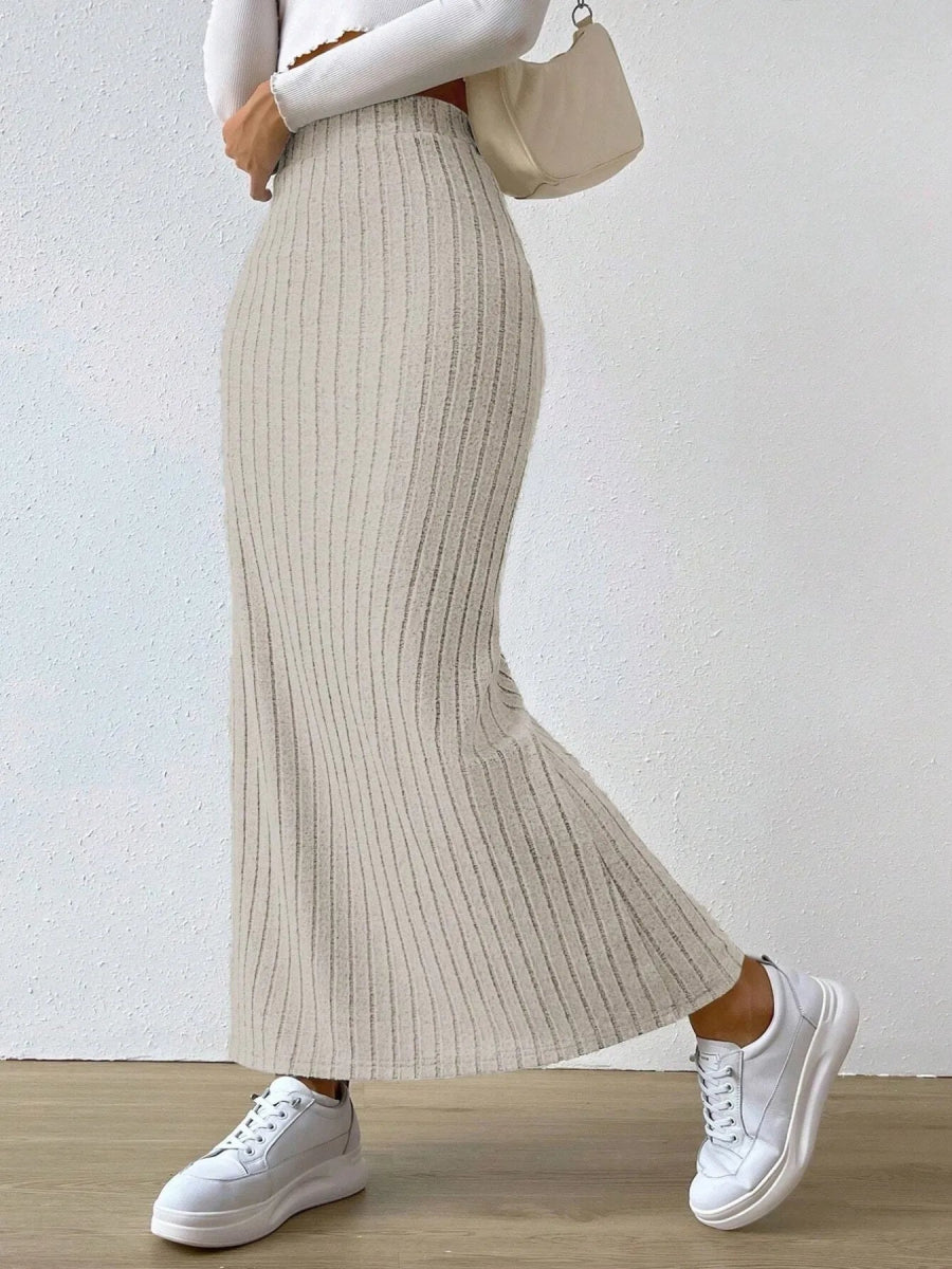 High Waist Ribbed Knit Maxi Skirt - Necessary Clothing