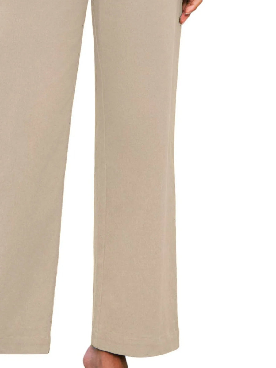High Waist Wide Leg Buttoned Pants - Necessary Clothing