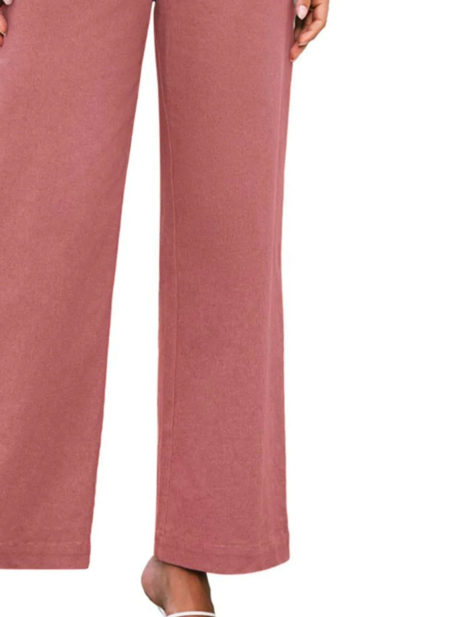 High Waist Wide Leg Buttoned Pants - Necessary Clothing