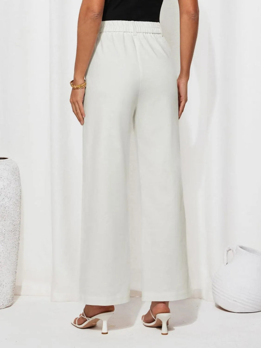 High Waist Wide Leg Buttoned Pants - Necessary Clothing