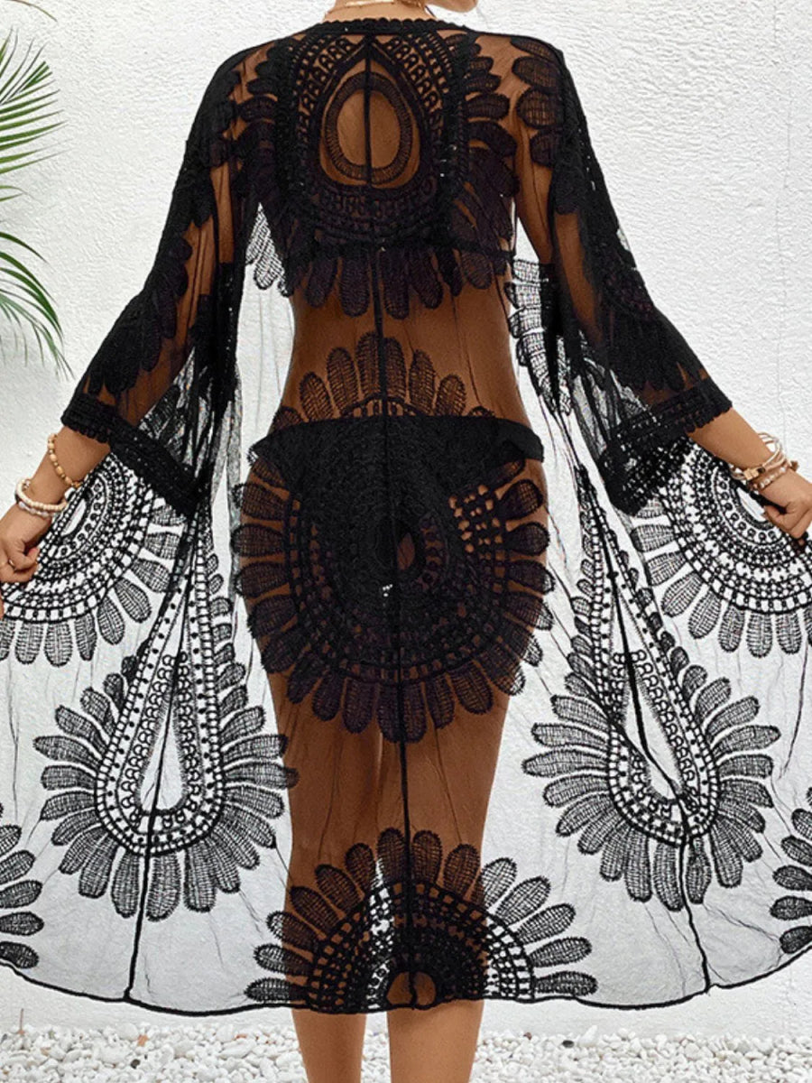 Lace Open Front Longline Cover - Up - Necessary Clothing