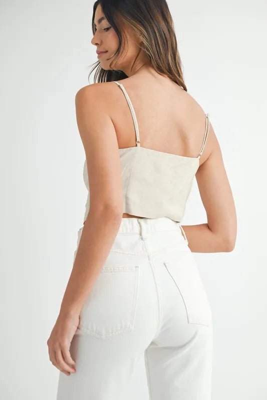 Linen Mix Button Down Tank Top - Necessary Clothing
