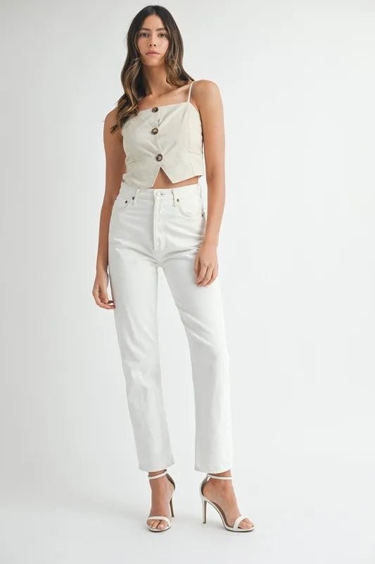 Linen Mix Button Down Tank Top - Necessary Clothing