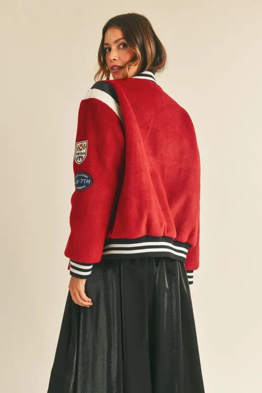 M Bomber Varsity Jacket with Patch Detail - Necessary Clothing
