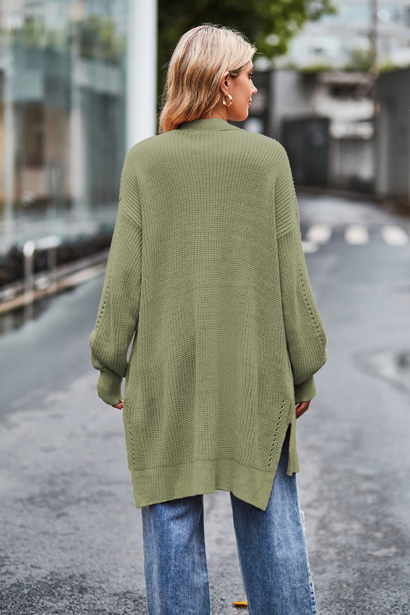 Open Front Dropped Shoulder Longline Cardigan - Necessary Clothing