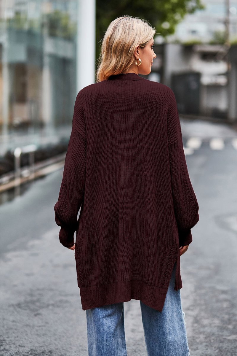 Open Front Dropped Shoulder Longline Cardigan - Necessary Clothing
