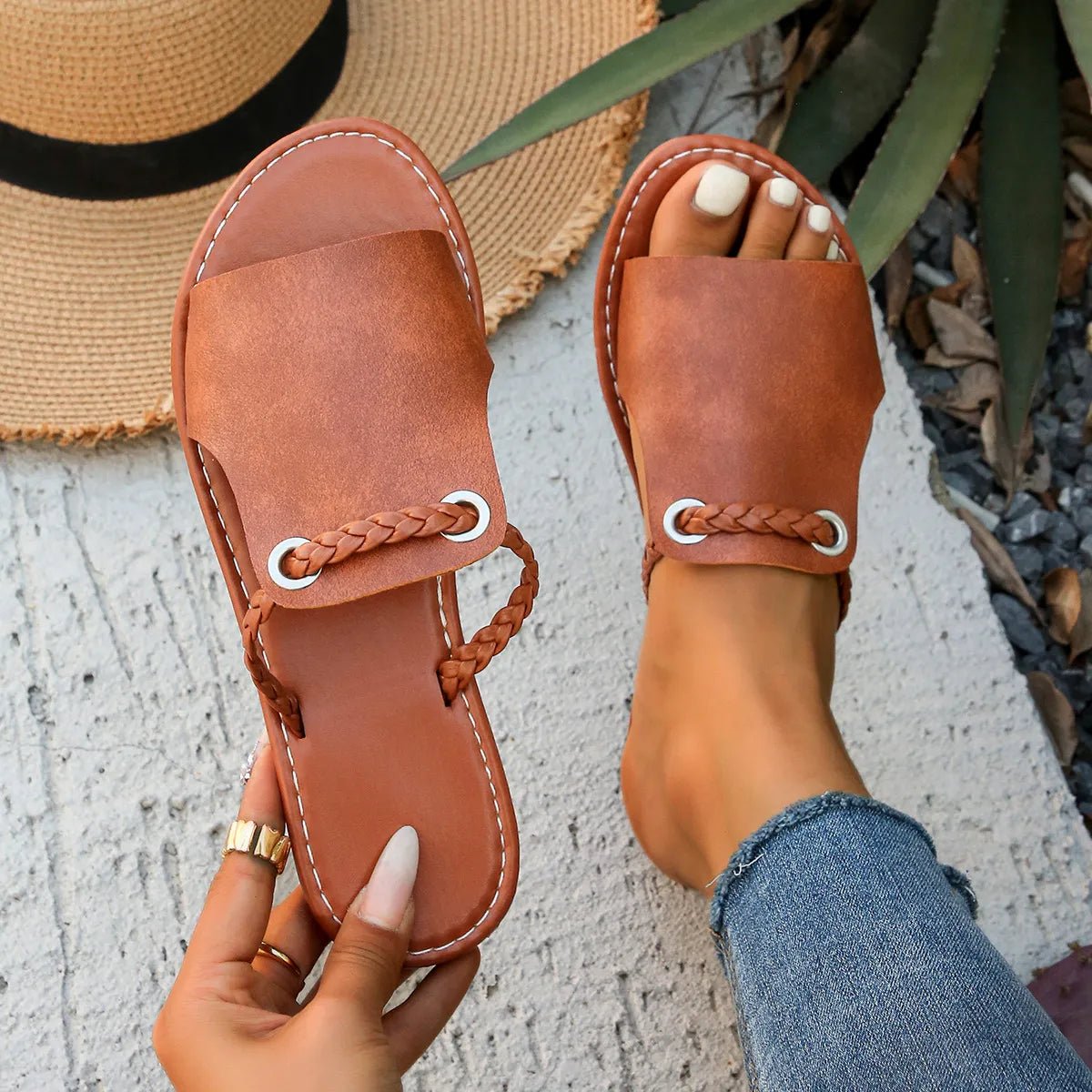 Comfortable Open Toe Flat Heels Sandals - Necessary Clothing