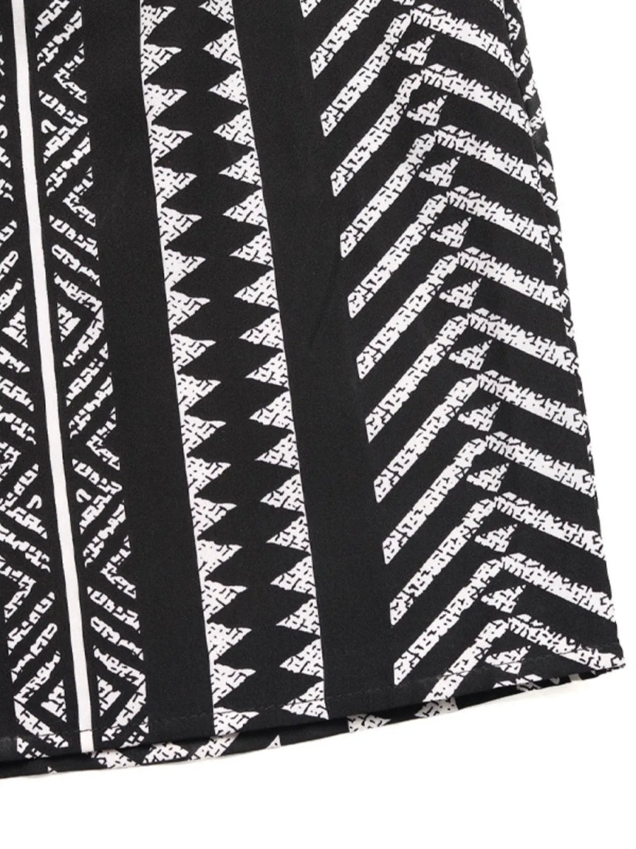 Pocketed Printed High Waist Skirt - Necessary Clothing