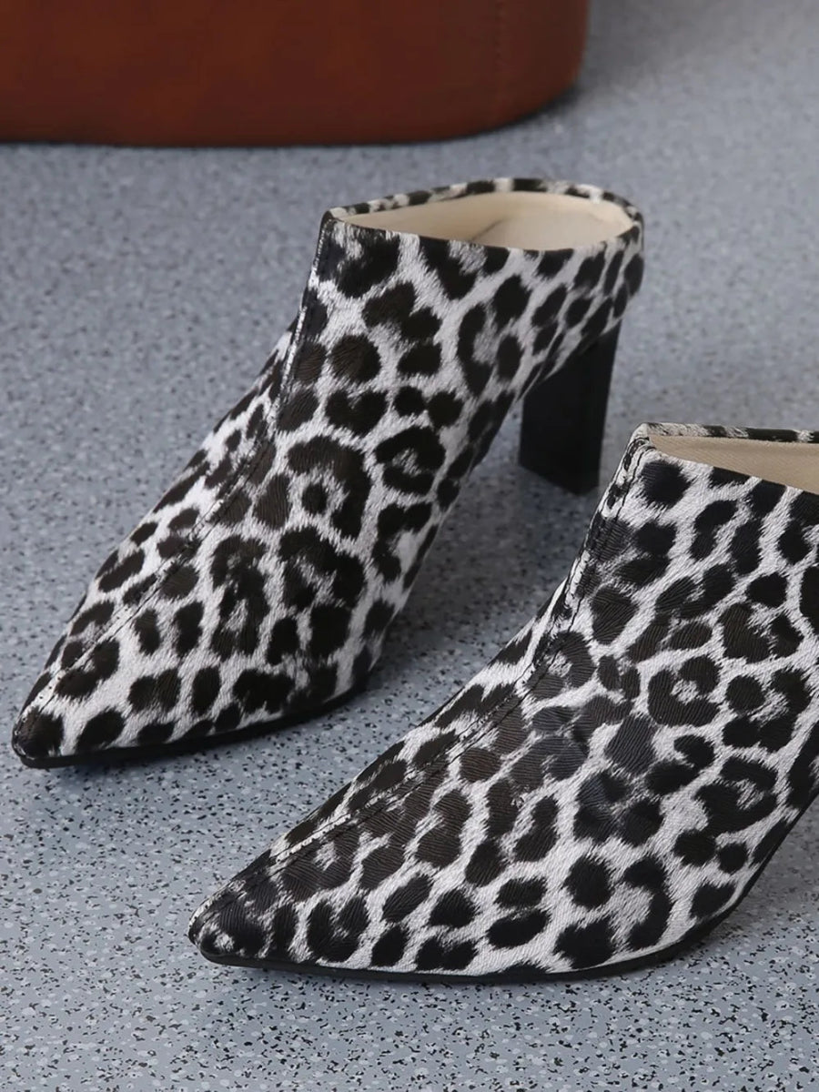 PU Leather Leopard Point Toe Pumps - Necessary Clothing