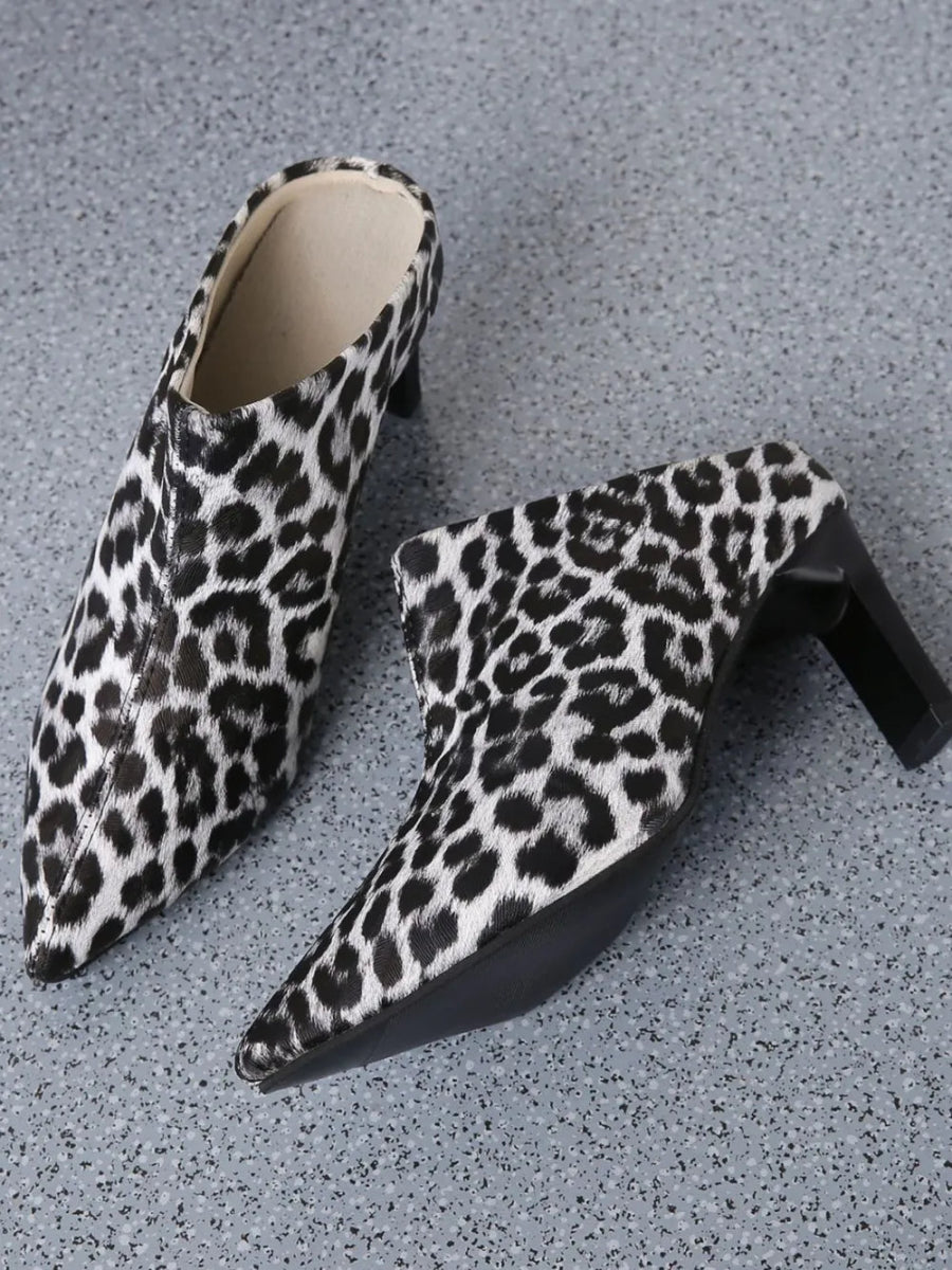 PU Leather Leopard Point Toe Pumps - Necessary Clothing