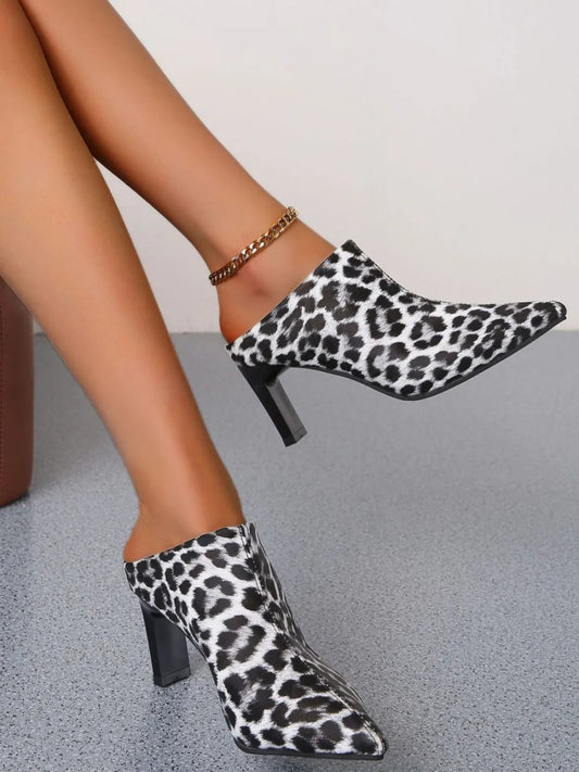 PU Leather Leopard Point Toe Pumps - Necessary Clothing