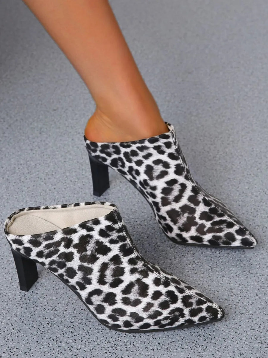 PU Leather Leopard Point Toe Pumps - Necessary Clothing