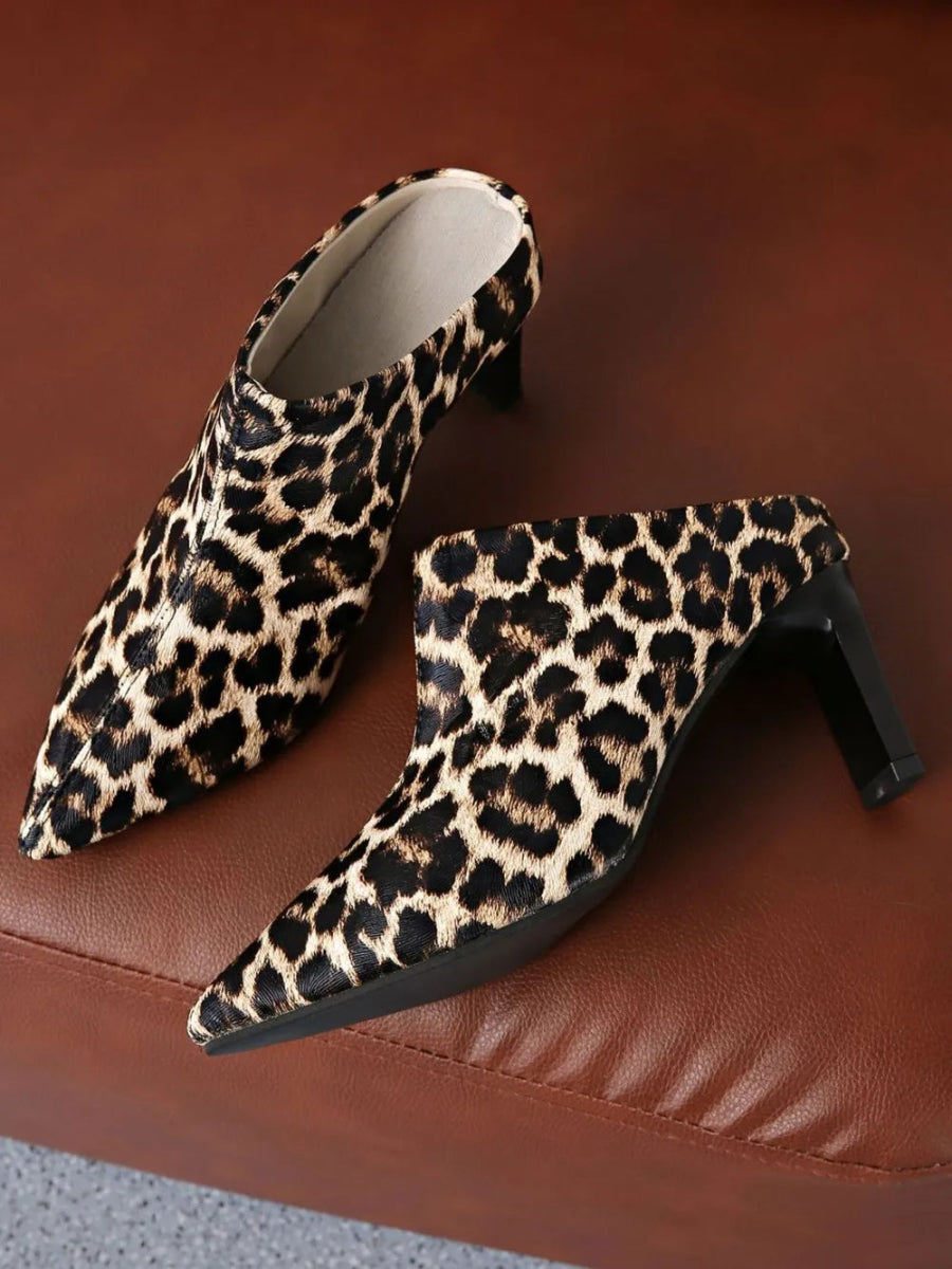 PU Leather Leopard Point Toe Pumps - Necessary Clothing