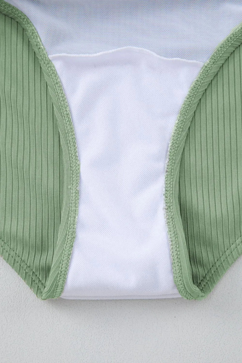 Ribbed Drawstring Sides Cutout One Piece Swimsuit - Necessary Clothing