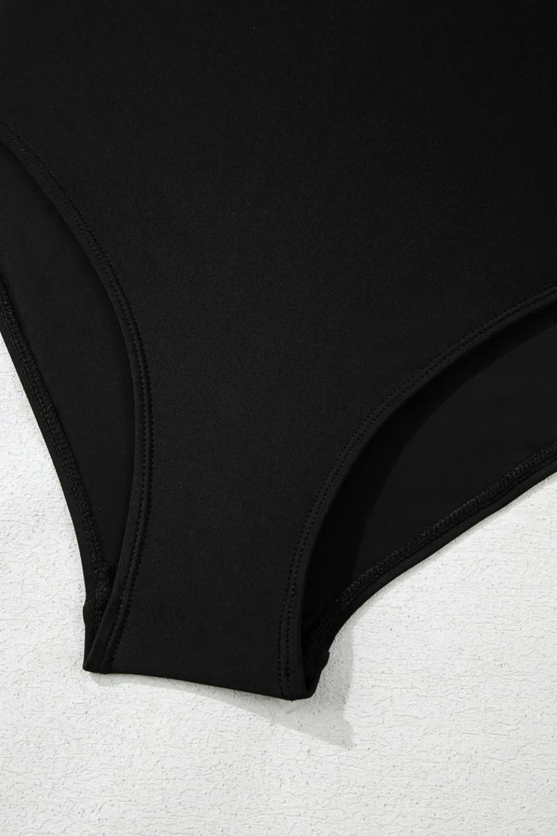 Side Tied Waist Square Neck Adjustable Straps A - line One Piece Swim Dress - Necessary Clothing