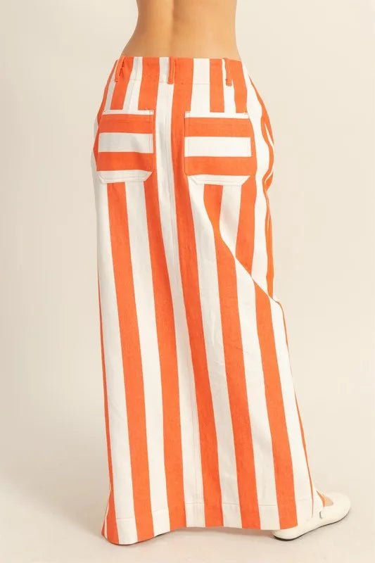Striped Pocket Detail Maxi Skirt - Necessary Clothing