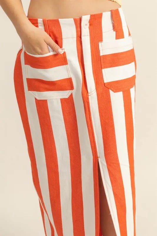 Striped Pocket Detail Maxi Skirt - Necessary Clothing