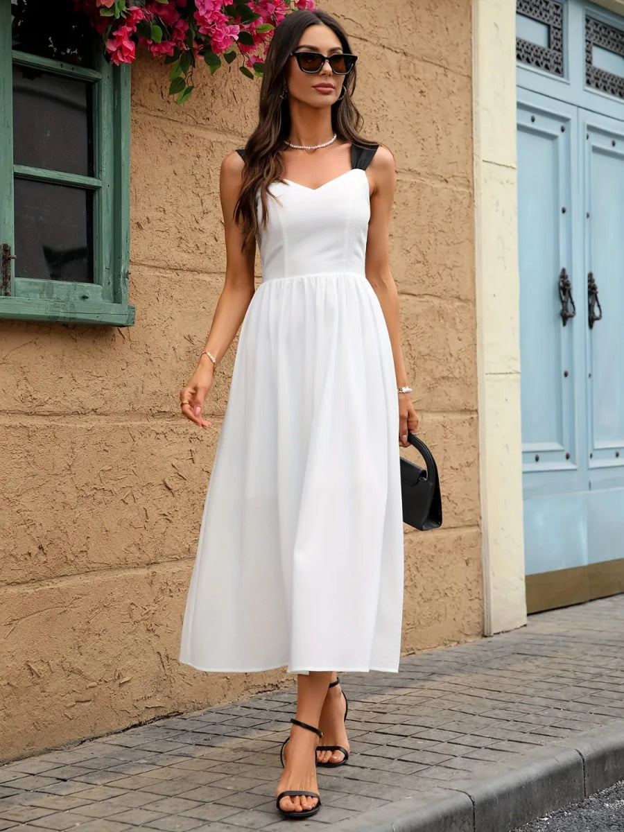 Sweetheart Neck Wide Strap Midi Dress - Necessary Clothing