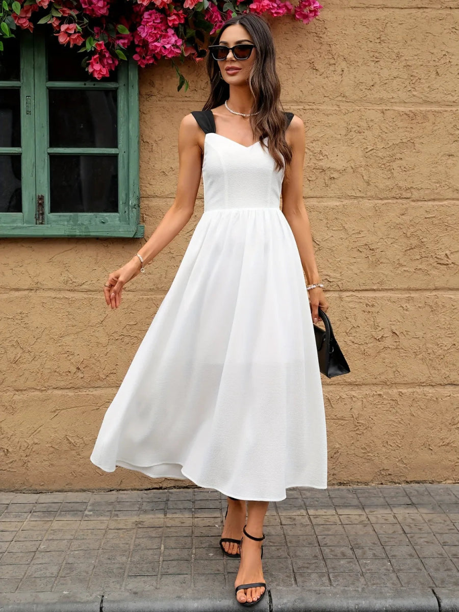 Sweetheart Neck Wide Strap Midi Dress - Necessary Clothing