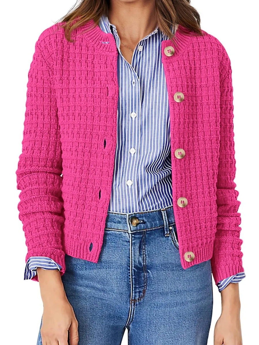 Textured Knit Button - Front Cardigan - Necessary Clothing