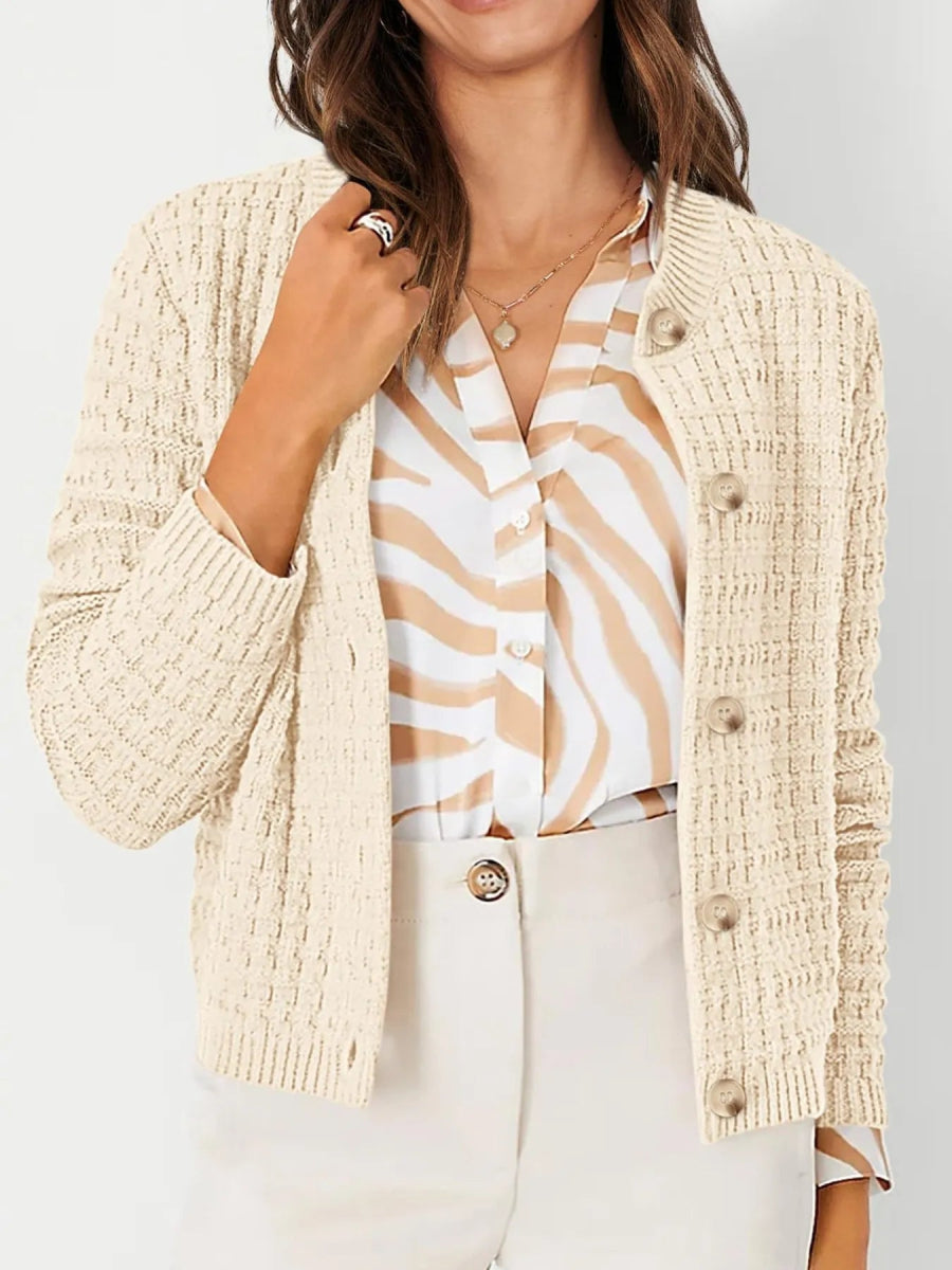 Textured Knit Button - Front Cardigan - Necessary Clothing