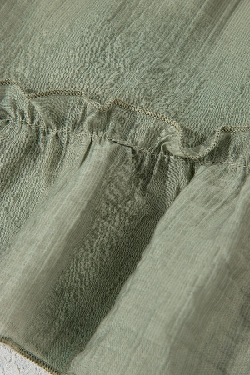 Textured Tie Waist Ruffle Hem Shorts - Necessary Clothing