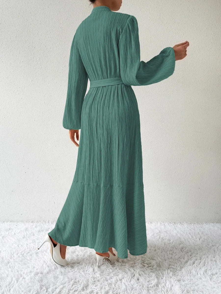 Tie Waist Long Sleeve Dress - Necessary Clothing