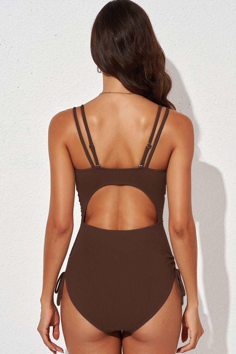 Tied Cutout Plunge One - Piece Swimsuit - Necessary Clothing