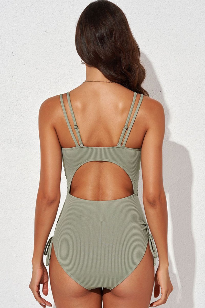 Tied Cutout Plunge One - Piece Swimsuit - Necessary Clothing
